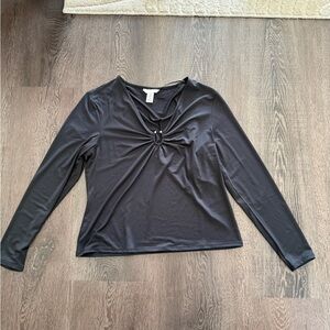 H&M Black Long Sleeve Top with Twist Detail